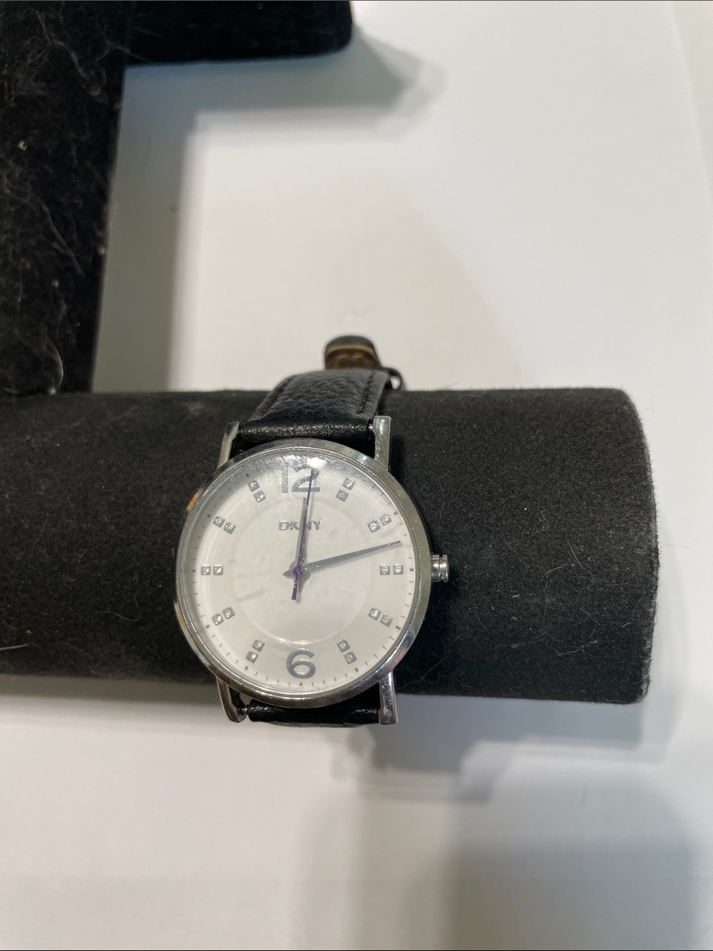 Works. DKNY Watch. White Face Dial, Black Leather Strap. eBay -$33